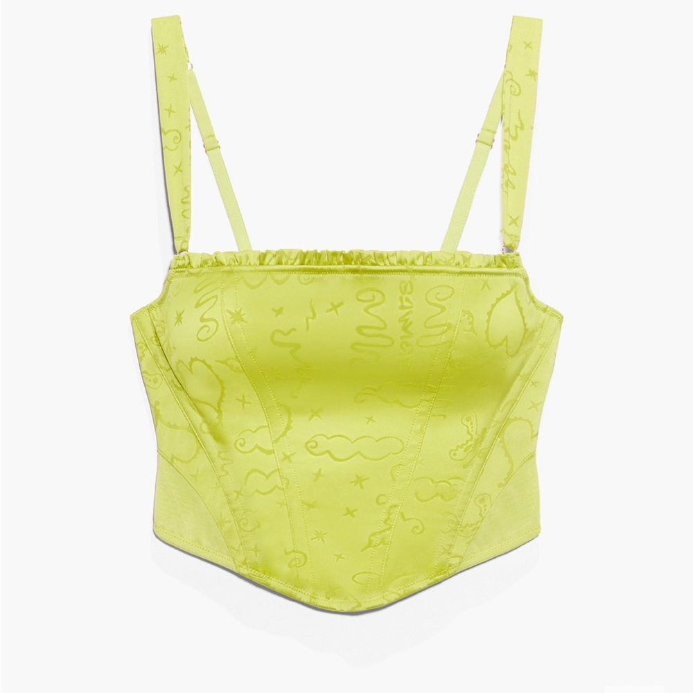 Green satin corset bustier - Picture 2 of 5